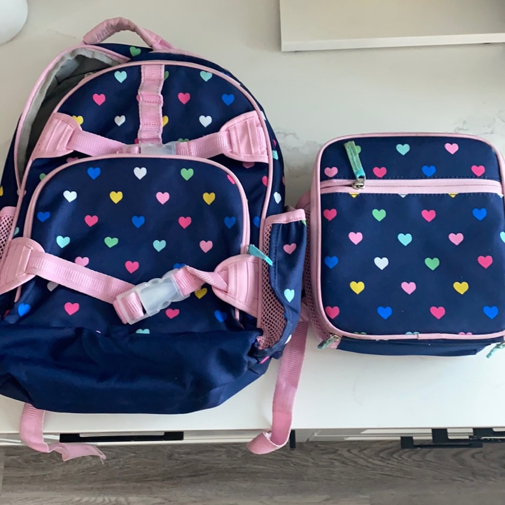 Pottery Barn Kids pbk rainbow hearts backpack